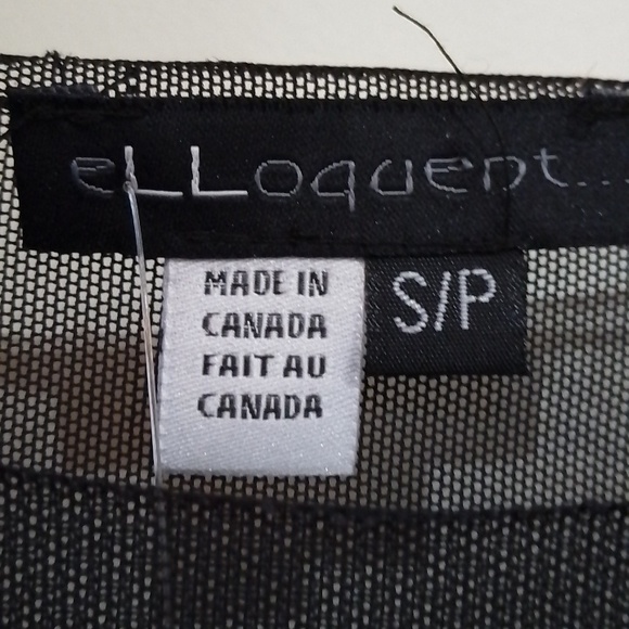 A4💐 Elloquent S mixed media angled hem sheer sleeve tunic NWT - Picture 3 of 6